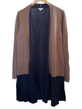 J. Jill Women’s Colorblock Long Open-Front Cardigan Sweater Size Medium Tall